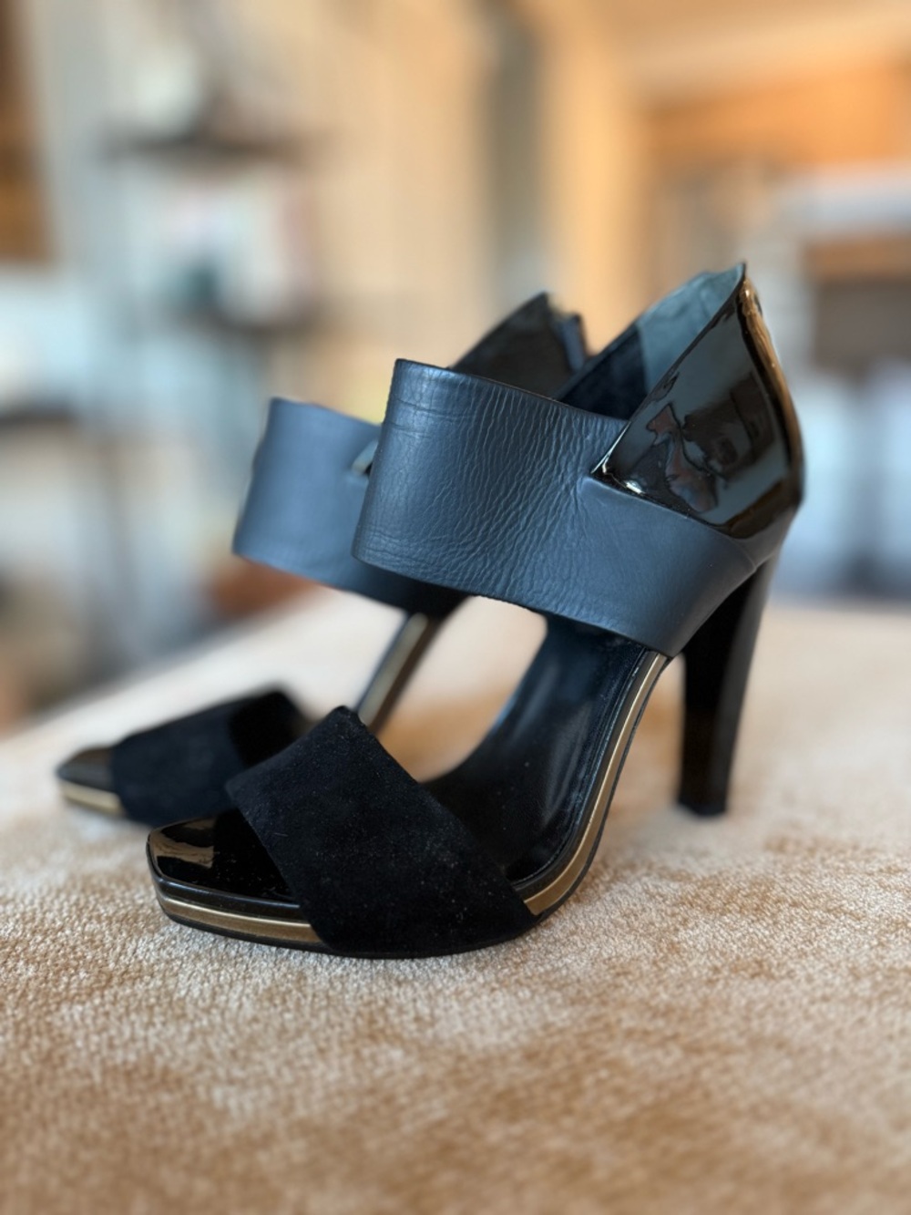 Gucci Black Heel Pumps - Open Toe Design